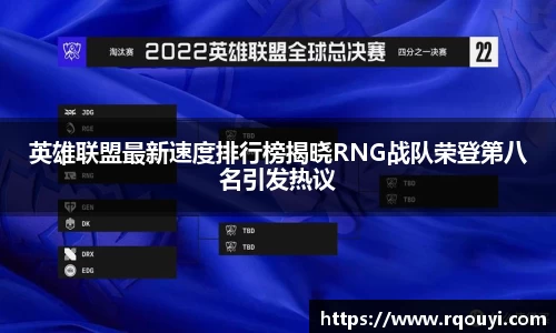 英雄联盟最新速度排行榜揭晓RNG战队荣登第八名引发热议