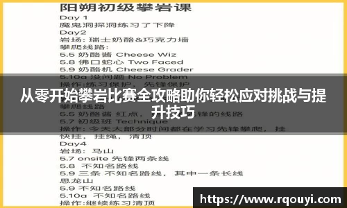 从零开始攀岩比赛全攻略助你轻松应对挑战与提升技巧
